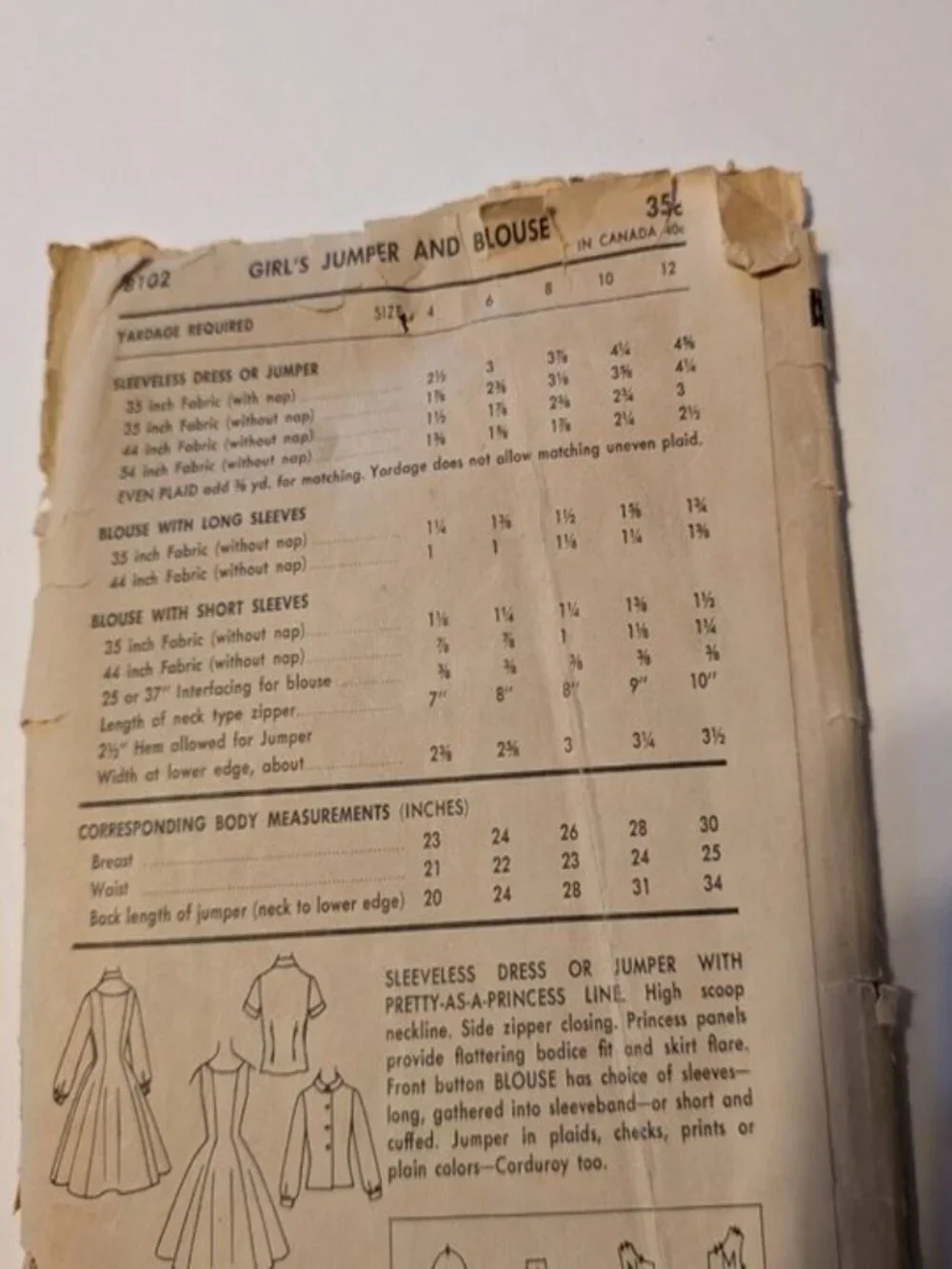 Advance 8102 dress & shirt sewing pattern